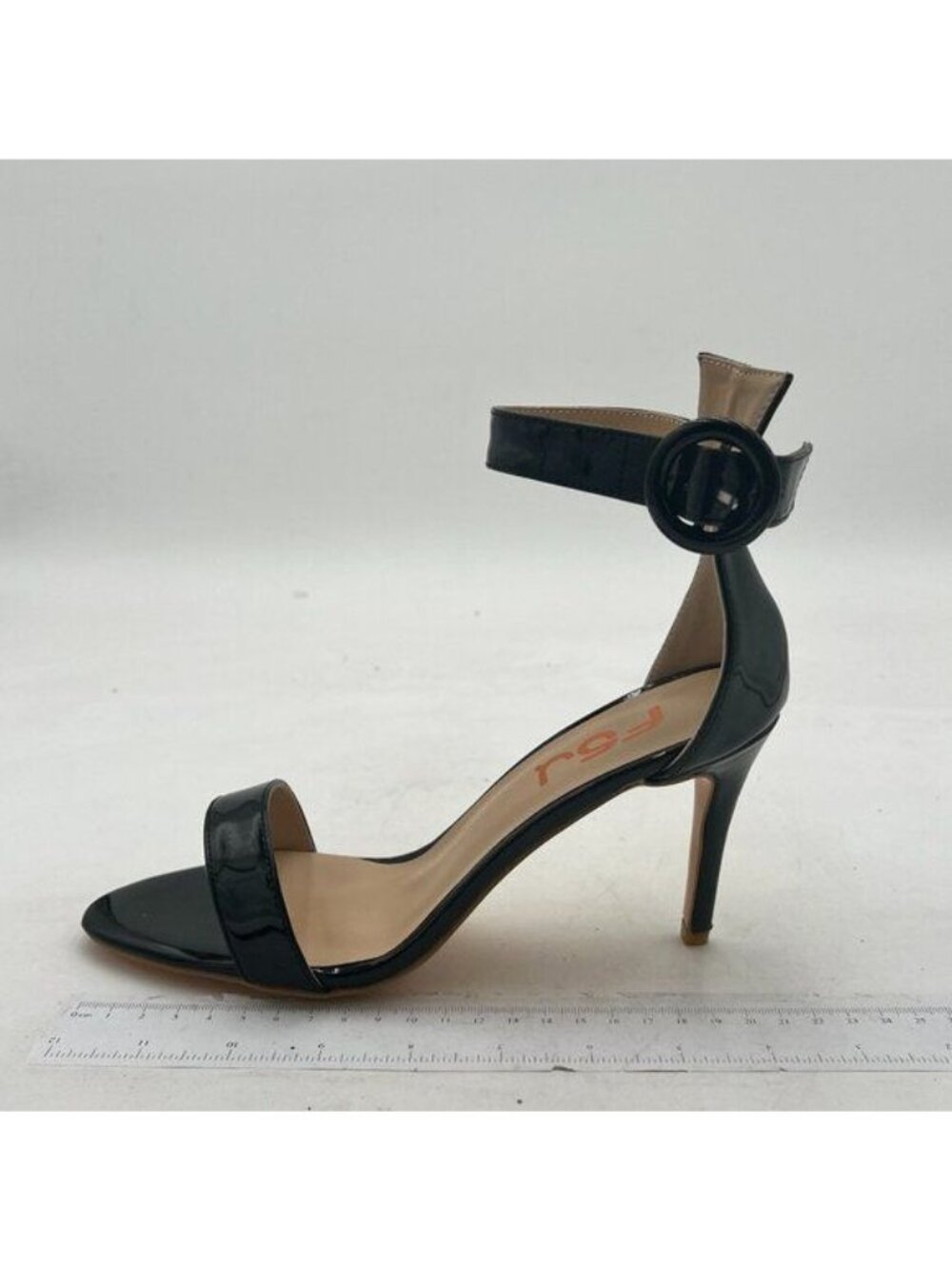 FSJ Black Ankle Strap Buckle Sandals Open Toe High Heel for Summer